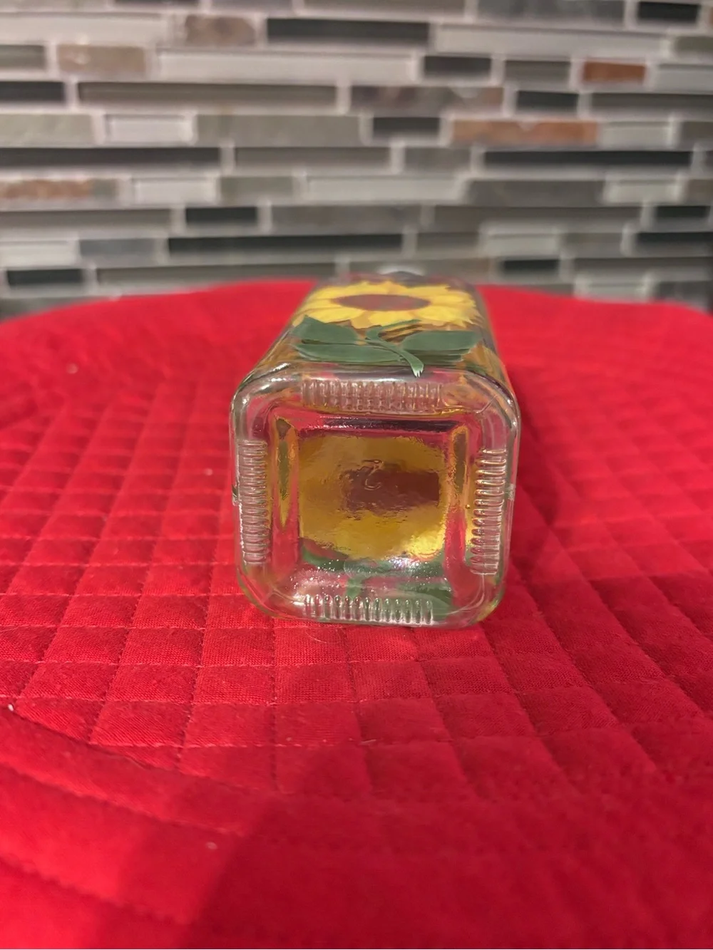 Hand-Painted Sunflower Glass Oil Dispenser